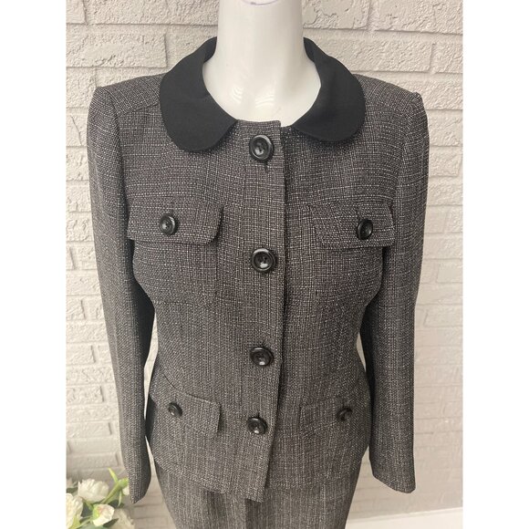 Le Suit Petite Women Gray Professional 2 Pcs Skirt Suit Set Size 6P - Picture 2 of 12